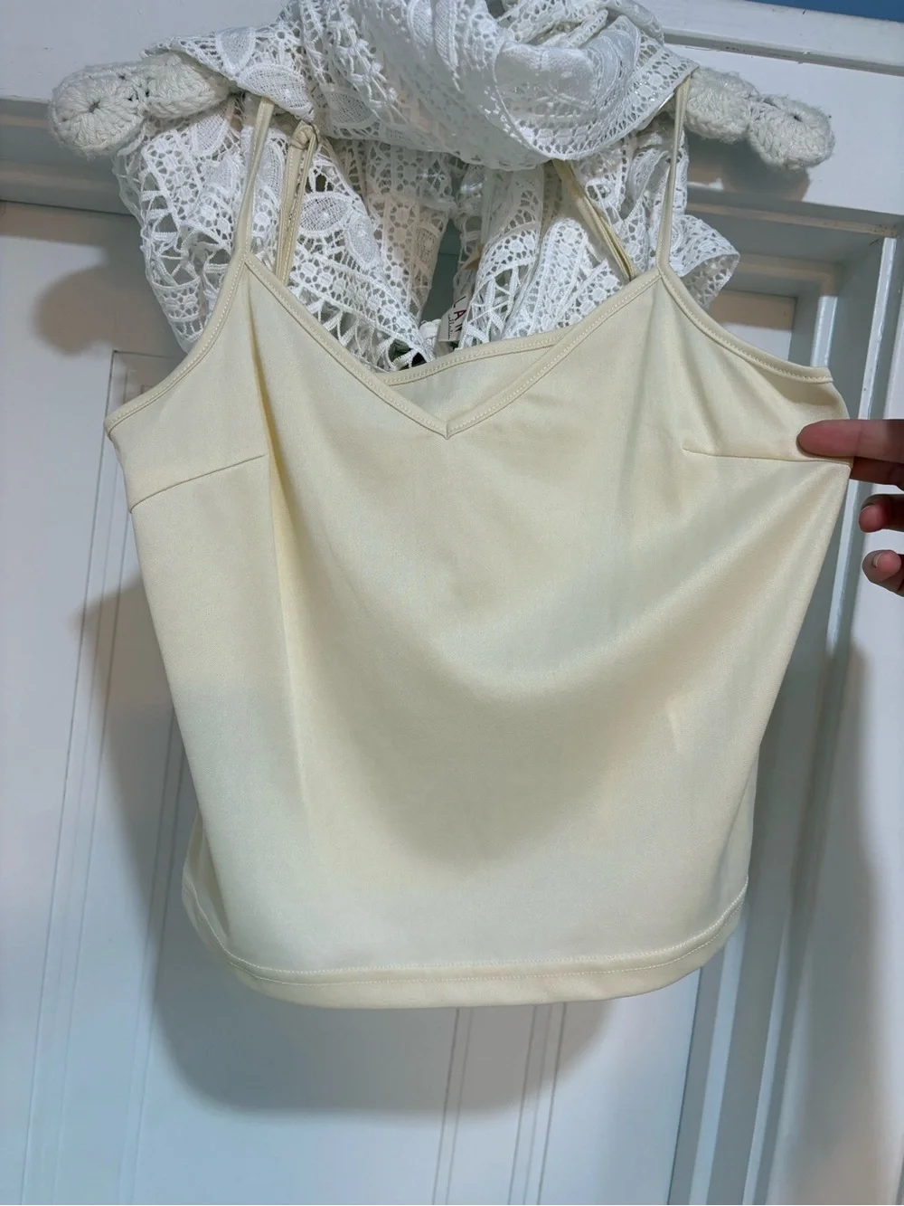 Anthropologie Dolan Lace Puff Sleeve Bow Back Blouse Medium NWOT White Green